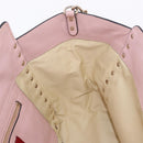 VALENTINO Studs Tote Bag Leather 2way Pink Gold Tone Auth BA14769-21