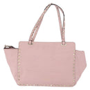 VALENTINO Studs Tote Bag Leather 2way Pink Gold Tone Auth BA14769-3