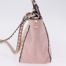 VALENTINO Studs Tote Bag Leather 2way Pink Gold Tone Auth BA14769-5