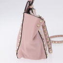 VALENTINO Studs Tote Bag Leather 2way Pink Gold Tone Auth BA14769-6