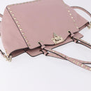 VALENTINO Studs Tote Bag Leather 2way Pink Gold Tone Auth BA14769-7
