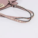 VALENTINO Studs Tote Bag Leather 2way Pink Gold Tone Auth BA14769-8