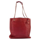 CHANEL Matelasse Chain Tote Bag Lamb Skin Gold Red CC Auth BA1477-1