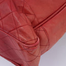 CHANEL Matelasse Chain Tote Bag Lamb Skin Gold Red CC Auth BA1477-15