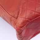 CHANEL Matelasse Chain Tote Bag Lamb Skin Gold Red CC Auth BA1477-10