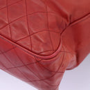 CHANEL Matelasse Chain Tote Bag Lamb Skin Gold Red CC Auth BA1477-16