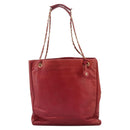 CHANEL Matelasse Chain Tote Bag Lamb Skin Gold Red CC Auth BA1477-13