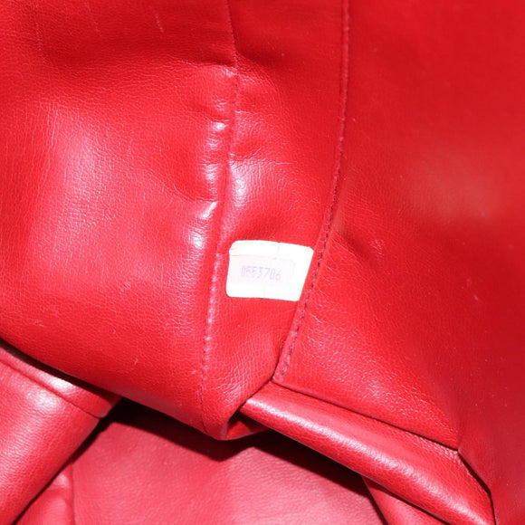 CHANEL Matelasse Chain Tote Bag Lamb Skin Gold Red CC Auth BA1477