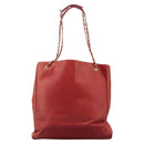 CHANEL Matelasse Chain Tote Bag Lamb Skin Gold Red CC Auth BA1477-2