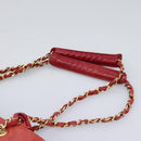 CHANEL Matelasse Chain Tote Bag Lamb Skin Gold Red CC Auth BA1477-9
