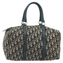 Christian Dior Trotter Canvas Hand Bag Navy Silver Auth BA14770-2