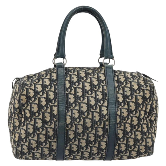 Christian Dior Trotter Canvas Hand Bag Navy Silver Auth BA14770