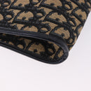 Christian Dior Trotter Canvas Shoulder Bag Navy Gold Tone Auth BA14771-10