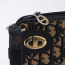 Christian Dior Trotter Canvas Shoulder Bag Navy Gold Tone Auth BA14771-17