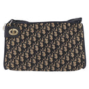Christian Dior Trotter Canvas Shoulder Bag Navy Gold Tone Auth BA14771-13