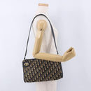 Christian Dior Trotter Canvas Shoulder Bag Navy Gold Tone Auth BA14771-20