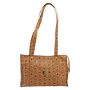 MCM Vicetos Tote Bag PVC Leather Brown Gold Tone Auth BA14772-2