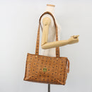 MCM Vicetos Tote Bag PVC Leather Brown Gold Tone Auth BA14772-22