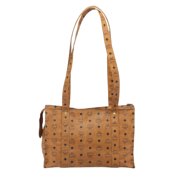 MCM Vicetos Tote Bag PVC Leather Brown Gold Tone Auth BA14772