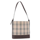 BURBERRY Nova Check Shoulder Bag Canvas Beige Silver Auth BA14773-1