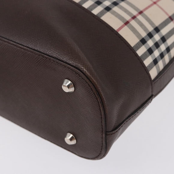 BURBERRY Nova Check Shoulder Bag Canvas Beige Silver Auth BA14773