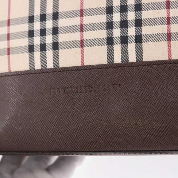 BURBERRY Nova Check Shoulder Bag Canvas Beige Silver Auth BA14773