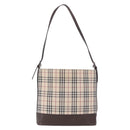 BURBERRY Nova Check Shoulder Bag Canvas Beige Silver Auth BA14773-2