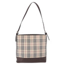 BURBERRY Nova Check Shoulder Bag Canvas Beige Silver Auth BA14773-4