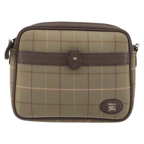 Burberrys Nova Check Shoulder Bag Canvas Beige Gold Tone Auth BA14774