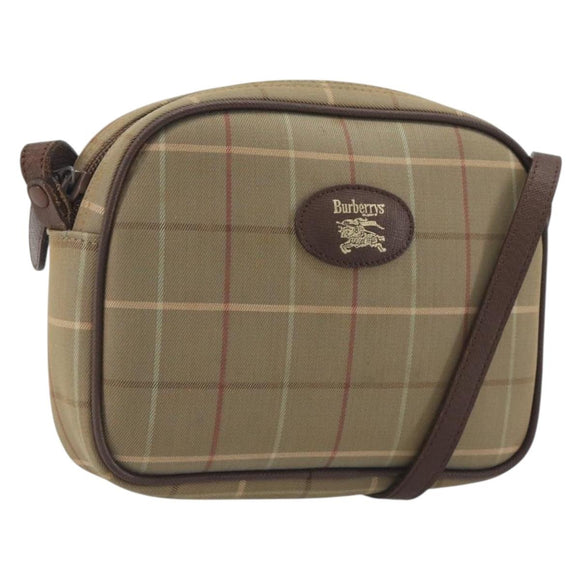 Burberrys Nova Check Shoulder Bag Canvas Beige Gold Tone Auth BA14775