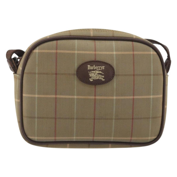 Burberrys Nova Check Shoulder Bag Canvas Beige Gold Tone Auth BA14775
