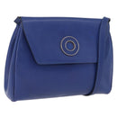 CELINE Circle Shoulder Bag Leather Blue Gold Tone Auth BA14777-1