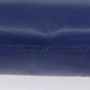 CELINE Circle Shoulder Bag Leather Blue Gold Tone Auth BA14777-10