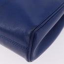 CELINE Circle Shoulder Bag Leather Blue Gold Tone Auth BA14777-12