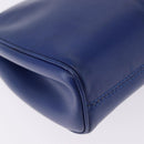 CELINE Circle Shoulder Bag Leather Blue Gold Tone Auth BA14777-13