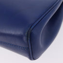 CELINE Circle Shoulder Bag Leather Blue Gold Tone Auth BA14777-14