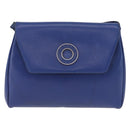 CELINE Circle Shoulder Bag Leather Blue Gold Tone Auth BA14777-2