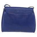 CELINE Circle Shoulder Bag Leather Blue Gold Tone Auth BA14777-3