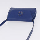 CELINE Circle Shoulder Bag Leather Blue Gold Tone Auth BA14777-6