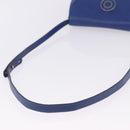 CELINE Circle Shoulder Bag Leather Blue Gold Tone Auth BA14777-7