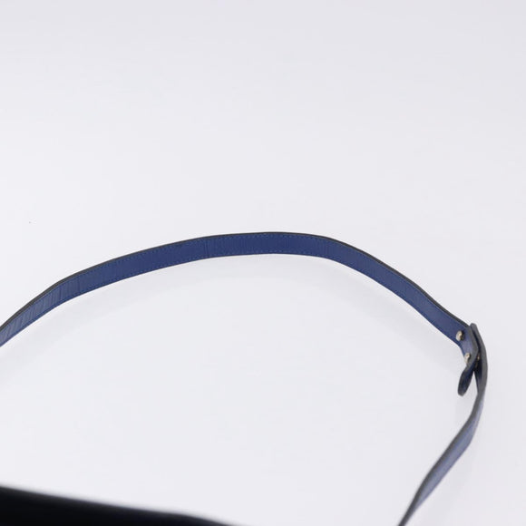 CELINE Circle Shoulder Bag Leather Blue Gold Tone Auth BA14777