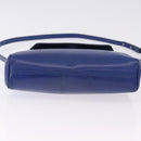 CELINE Circle Shoulder Bag Leather Blue Gold Tone Auth BA14777-9