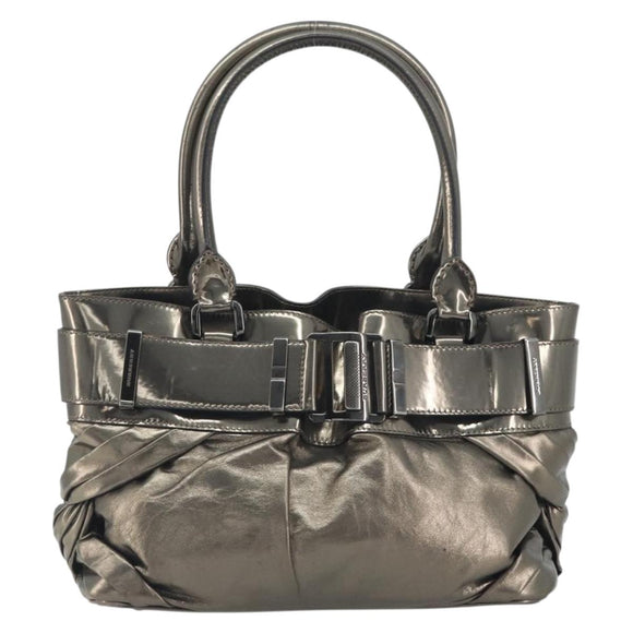 BURBERRY Hand Bag Leather Gold Auth BA14780