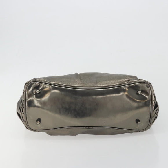 BURBERRY Hand Bag Leather Gold Auth BA14780