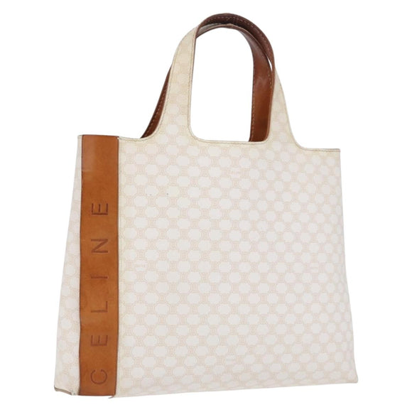CELINE Macadam Hand Bag PVC Leather White Auth BA14782
