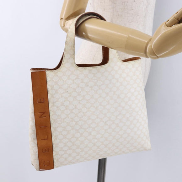 CELINE Macadam Hand Bag PVC Leather White Auth BA14782