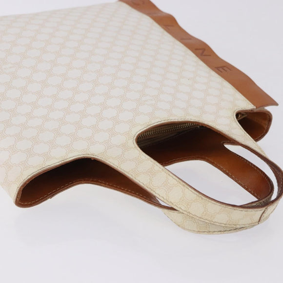CELINE Macadam Hand Bag PVC Leather White Auth BA14782