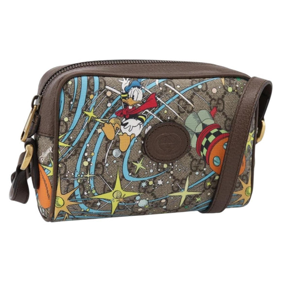 GUCCI GG Supreme Disney Donald Shoulder Bag PVC Beige 648124 Auth BA14784SAM