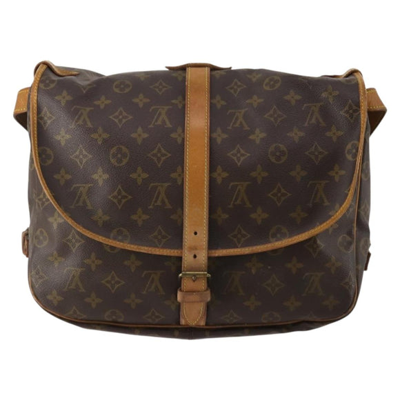 LOUIS VUITTON Monogram Saumur 35 Shoulder Bag M42254 LV Auth BA14790