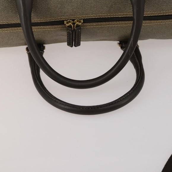 Salvatore Ferragamo Boston Bag Canvas 2way Khaki Gold Tone Auth BA14791